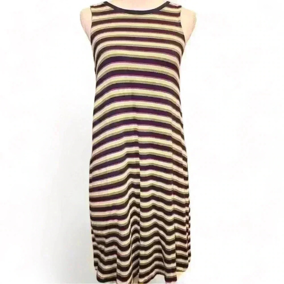 Time and Tru - Sleeveless Multi-color stripes t-Shirt dress- women’s Med - Picture 1 of 4